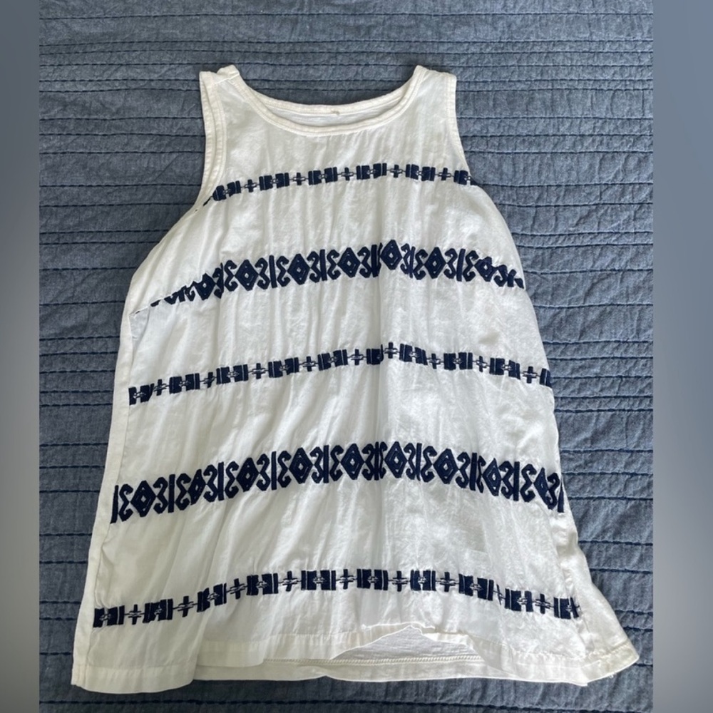 Madewell women's tank top size S white/navy patterned boho